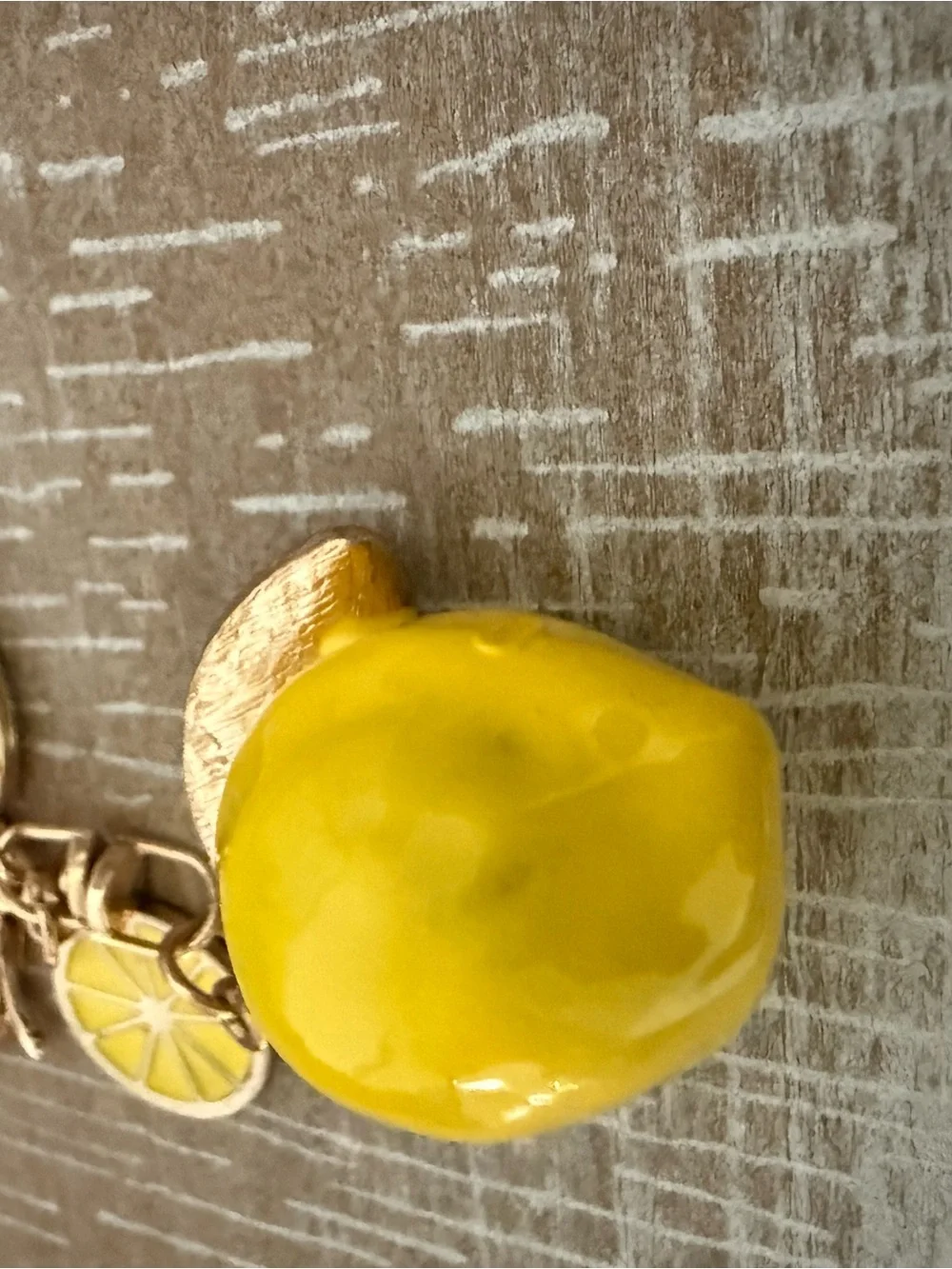 Gold Lemon Charm Keychain Charm - no box